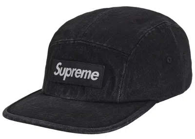 Pre-owned Supreme Denim Camp Cap (fw24) In Black