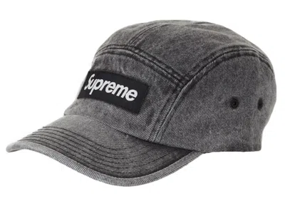 Pre-owned Supreme Denim Camp Cap In Washed Black