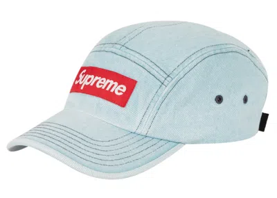 Pre-owned Supreme Denim Camp Cap In Washed Blue