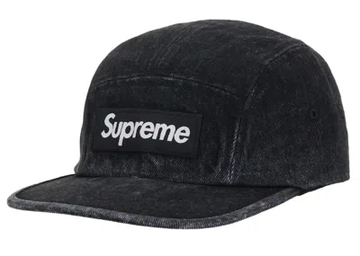 Pre-owned Supreme Denim Camp Cap Ss24 In Black