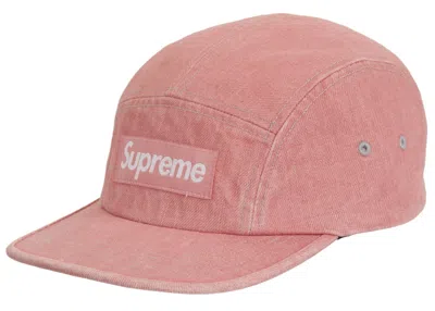 Pre-owned Supreme Denim Camp Cap (ss25) In Peach