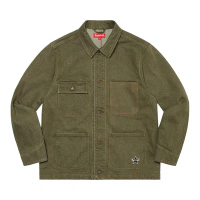 Pre-owned Supreme Denim Chore Coat 'olive' | Green | Men's Size Xl