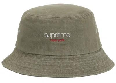 Pre-owned Supreme Denim Crusher Hat In Olive