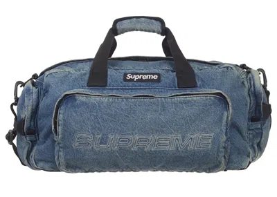 Pre-owned Supreme Denim Duffle Bag In Washed Indigo In Blue