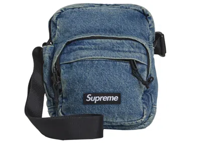 Pre-owned Supreme Denim Shoulder Bag In Washed Indigo In Blue