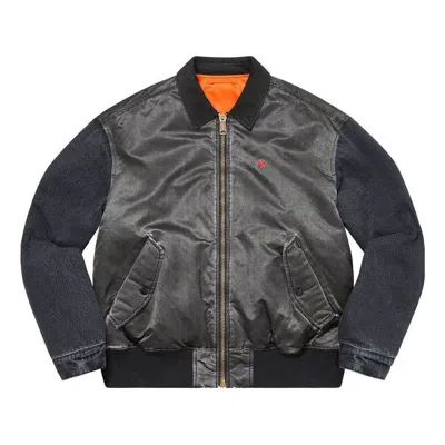 Supreme Denim Sleeve Ma-1 'black Orange'