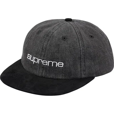 Pre-owned Supreme Denim Suede Compact Logo 6panel In Black