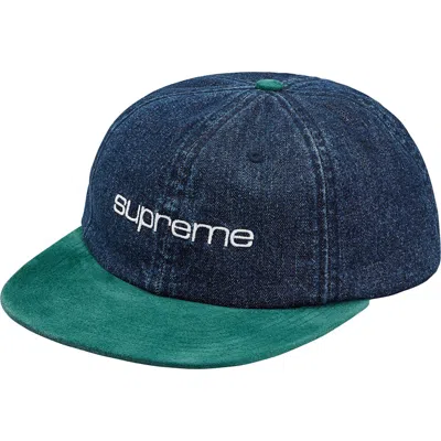 Pre-owned Supreme Denim Suede Compact Logo 6panel In Blue