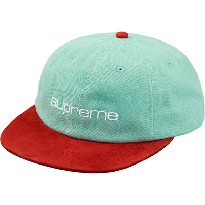 Pre-owned Supreme Denim Suede Compact Logo 6panel In Mint