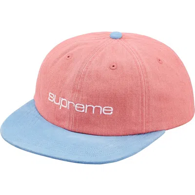 Pre-owned Supreme Denim Suede Compact Logo 6panel In Pink