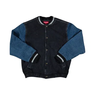 Pre-owned Supreme Denim Varsity Jacket 'black' | Men's Size M