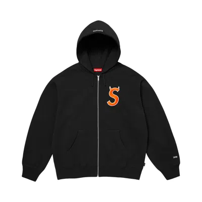 Pre-owned Supreme Devil S Logo Zip Up Hooded Sweatshirt 'black' | Men's Size Xl