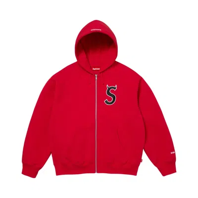 Pre-owned Supreme Devil S Logo Zip Up Hooded Sweatshirt 'red' | Men's Size Xl