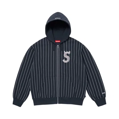 Pre-owned Supreme Devil S Logo Zip Up Hooded Sweatshirt 'stripe' | Black | Men's Size M