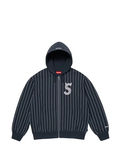 Supreme Devil S Pinstriped Hoodie In Blue
