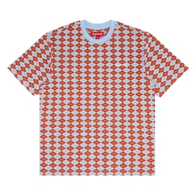 Pre-owned Supreme Diamond Jacquard Short-sleeve Top 'blue' | Men's Size M