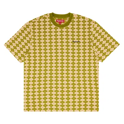 Pre-owned Supreme Diamond Jacquard Short-sleeve Top 'green' | Men's Size M