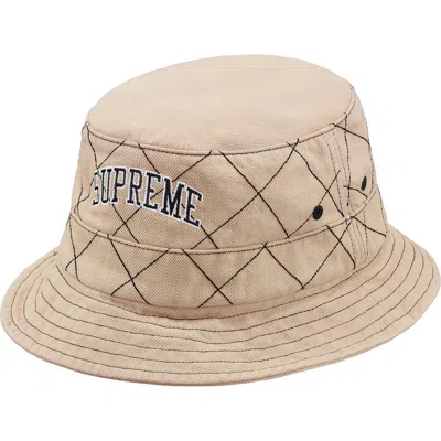 Pre-owned Supreme Diamond Stitch Crusher Hat In Beige