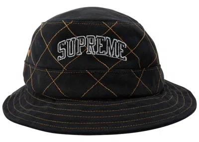 Pre-owned Supreme Diamond Stitch Crusher Hat In Black