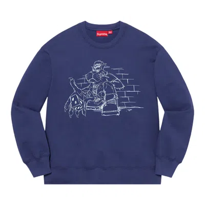 Pre-owned Supreme Dice Crewneck 'washed Navy' | Blue | Men's Size M