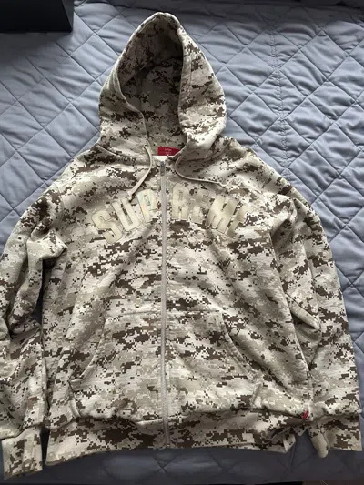 Pre-owned Supreme Digi Camo Zip Up Hoodie In Brown
