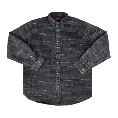 Pre-owned Supreme Dimensions Logo Denim Shirt 'black' | Men's Size S