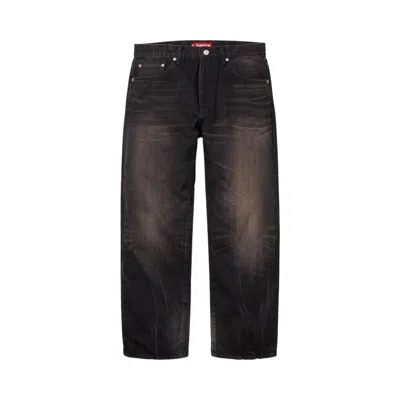 Pre-owned Supreme Distressed Loose Fit Selvedge Jean 'washed Black' | Men's Size 30
