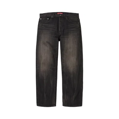 Pre-owned Supreme Distressed Loose Fit Selvedge Jean 'washed Black' | Men's Size 34