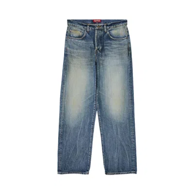 Pre-owned Supreme Distressed Loose Fit Selvedge Jean 'washed Indigo' In Blue