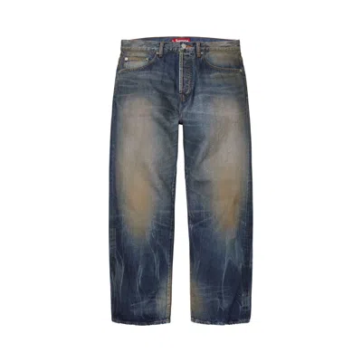 Pre-owned Supreme Distressed Loose Fit Selvedge Jean 'washed Indigo' | Blue | Men's Size 32