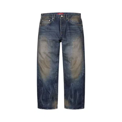 Pre-owned Supreme Distressed Loose Fit Selvedge Jean 'washed Indigo' | Blue | Men's Size 38