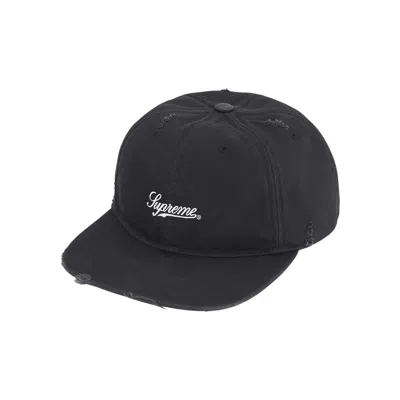 Pre-owned Supreme Distressed Script 6-panel 'black' | Men's Size Onesize