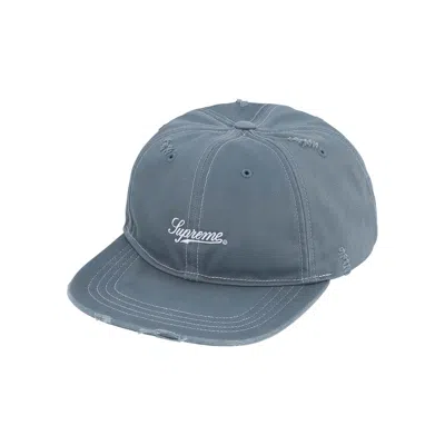 Pre-owned Supreme Distressed Script 6-panel 'slate' | Grey | Men's Size Onesize In Gray