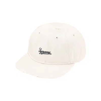 Pre-owned Supreme Distressed Script 6-panel 'stone' | Grey | Men's Size Onesize In Gray
