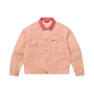 Pre-owned Supreme Distressed Selvedge Trucker Jacket 'washed Pink' | Men's Size M