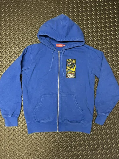 Pre-owned Supreme Disturbed Zip Up Hoodie Sweatshirt Medium Blue