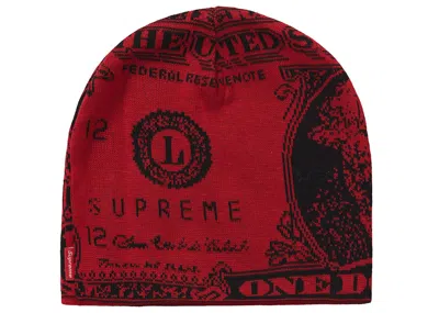 Pre-owned Supreme Dollar Beanie In Red