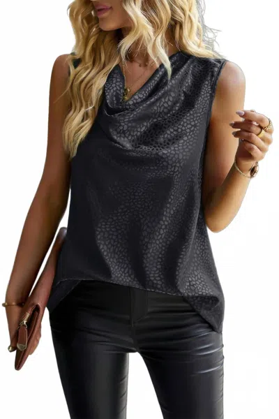 Supreme Dotted Leopard Cowl Neck Blouse In Black