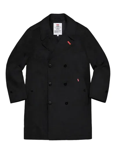Supreme Double-breasted Trench Coat In Black