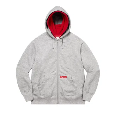 Pre-owned Supreme Double Hood Facemask Zip Up Hooded Sweatshirt 'heather Grey'