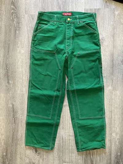 Pre-owned Supreme Double Knee Carpenter Pants In Green
