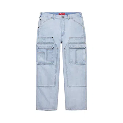 Pre-owned Supreme Double Knee Denim Utility Pant 'washed Blue'
