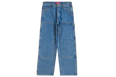 Pre-owned Supreme Double Knee Painter Pant (ss24) Washed Indigo In Blue