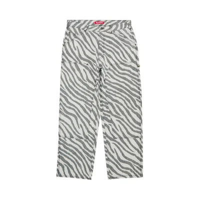 Pre-owned Supreme Double Knee Painter Pant 'zebra' In Black