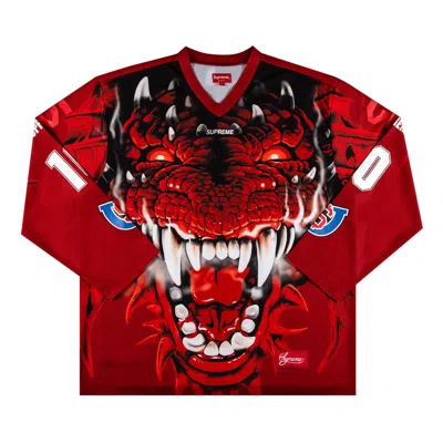 Pre-owned Supreme Dragon Hockey Jersey 'red' | Men's Size M