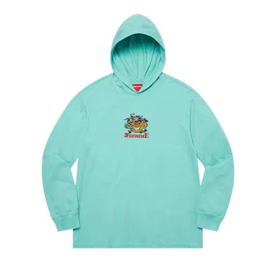 Pre-owned Supreme Dragon Hooded Long-sleeve Top 'dusty Aqua' | Blue | Men's Size S