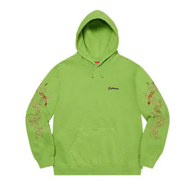 Pre-owned Supreme Dragon Overdyed Hooded Sweatshirt 'lime' In Green