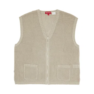 Pre-owned Supreme Dragon Zip Up Sweater Vest 'stone' | Tan | Men's Size L