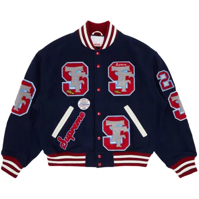 Pre-owned Supreme Drill Team Varsity Jacket 'navy' | Blue | Men's Size S