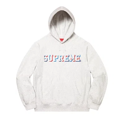 Pre-owned Supreme Drop Shadow Hooded Sweatshirt 'heather Multi' In Grey